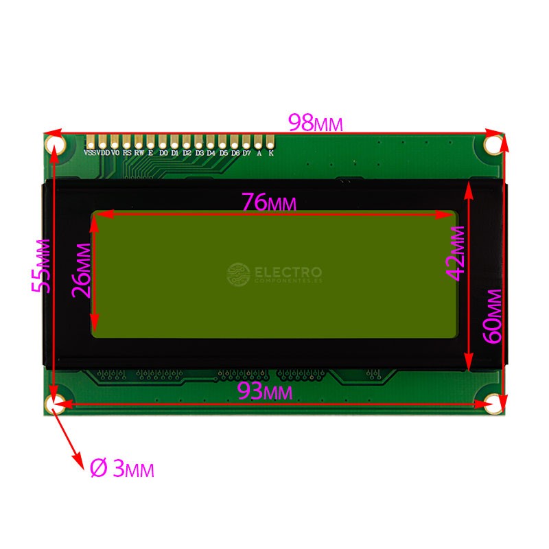 Display LCD2004 VERDE NEGRO pantalla HD44780 LCM2004 20x04