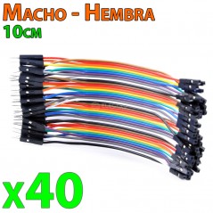 Pack 120 cables 10cm jumper para protoboard Macho y Hembra tipo Dupont jumpers 