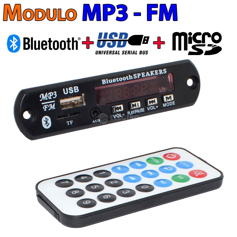 Modulo reproductor MP3 Bluetooth Radio FM USB + Tarjeta Micro SD