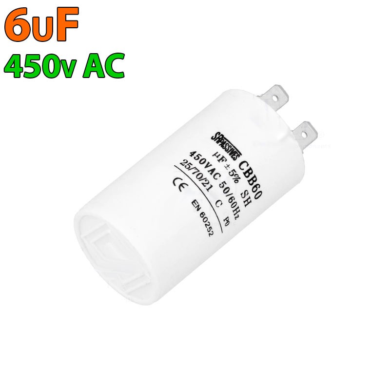 Produktbild von CBB60A Motorkondensator – 6 µF, 450V, 35x60 Mm, -25 Bis 70°C – Von TNE, Für Betrieb!