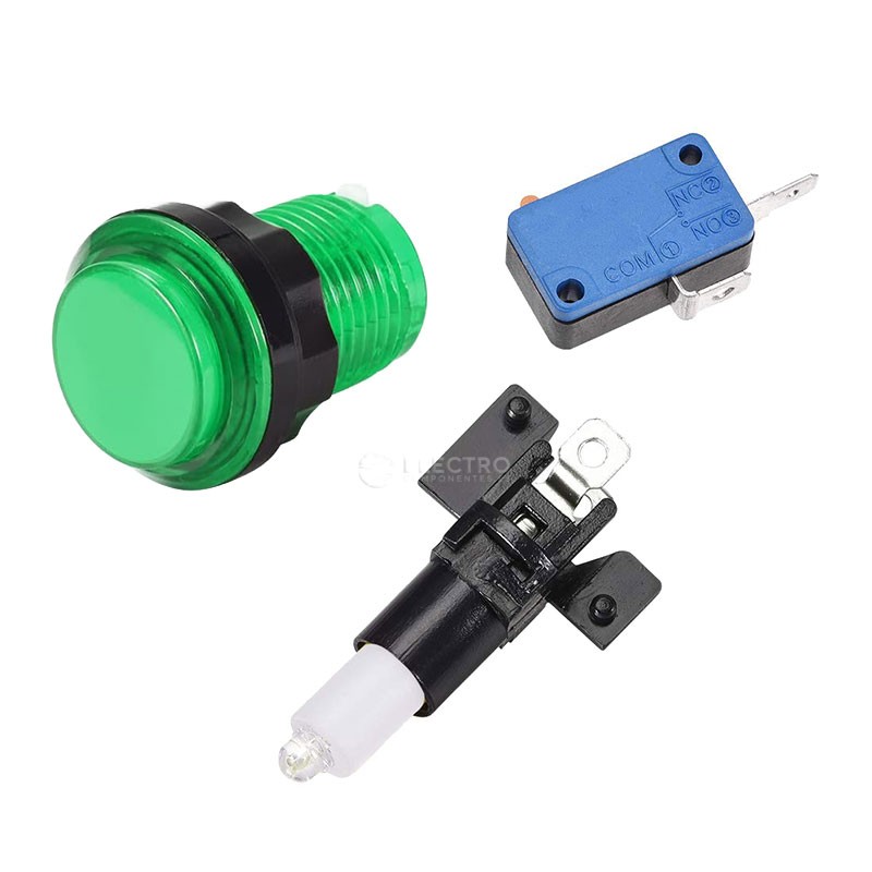 2 X Blue 5V LED T10 28mm Round Illuminated Arcade Push Buttons