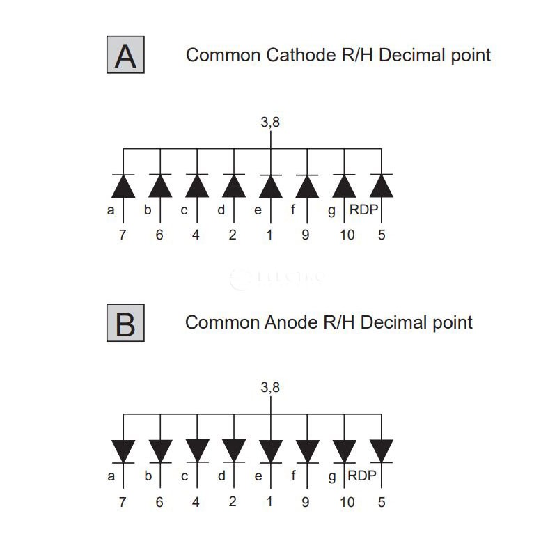 Segmentos Led Display 7 segmentos Led BLANCO catodo comun 14mm 0,56 pulgadas