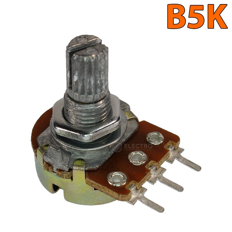 Potentiomètre Linéaire Double B5K 0,5W 6 Broches + Bouton Bleu - Pour électronique DIY